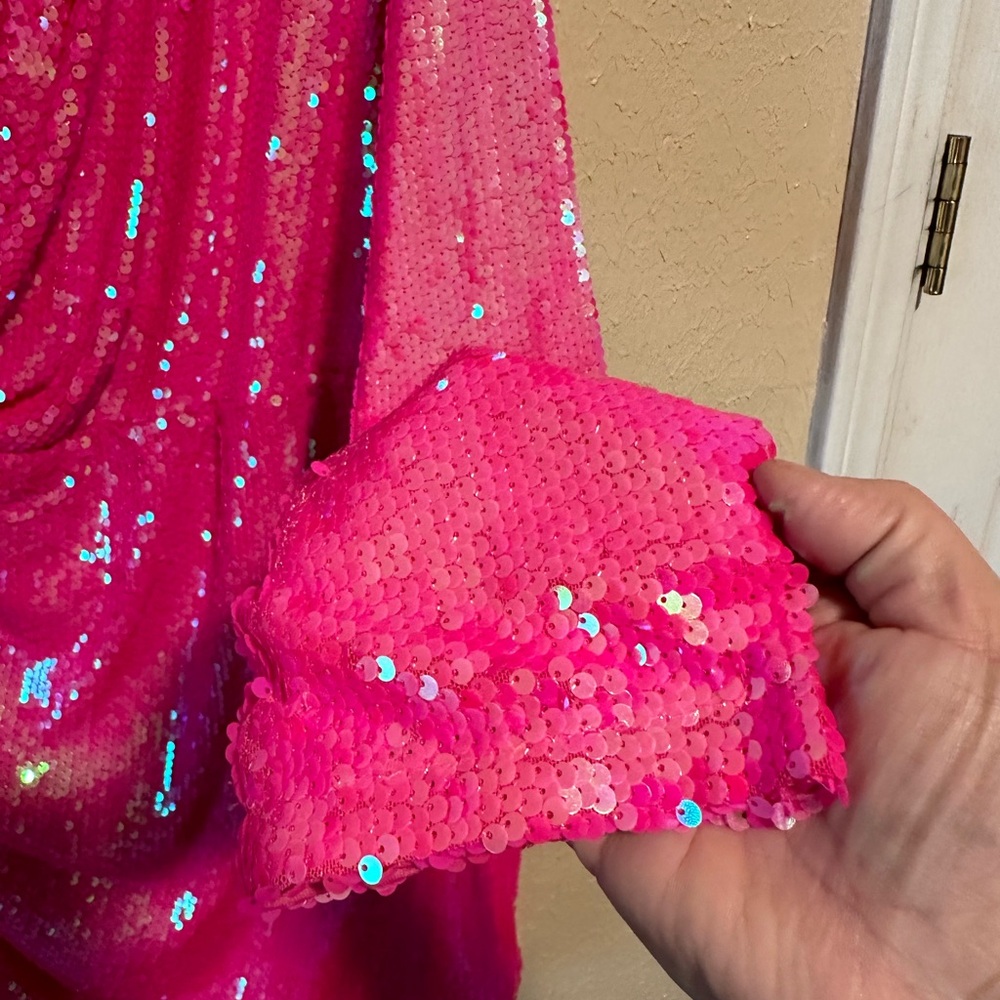 FAERIESTY Sequins Cocktail Dress Size 4X Plus Size Barbie pink - Picture 10 of 12
